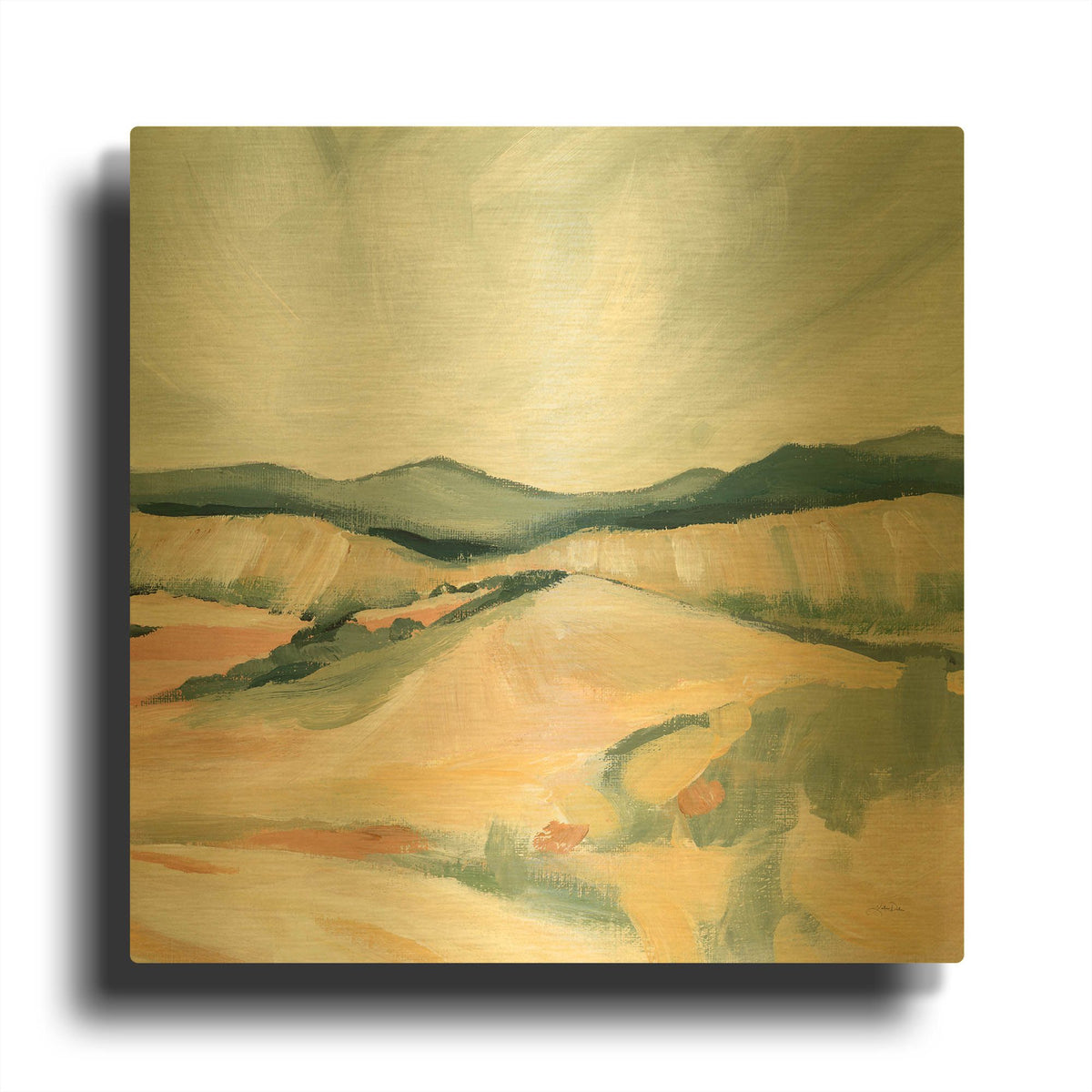 'Vermillion Landscape II' By Katrina Pete Gold Metal Wall Art