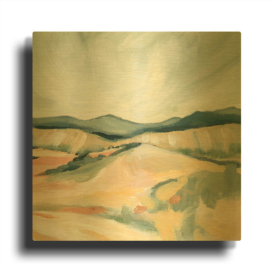 'Vermillion Landscape II' By Katrina Pete Gold Metal Wall Art