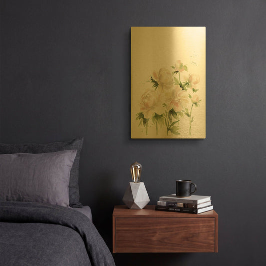 'Peonies I' By Katrina Pete Gold Metal Wall Art