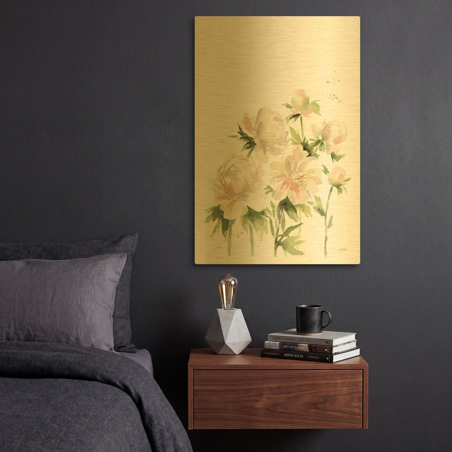 'Peonies I' By Katrina Pete Gold Metal Wall Art