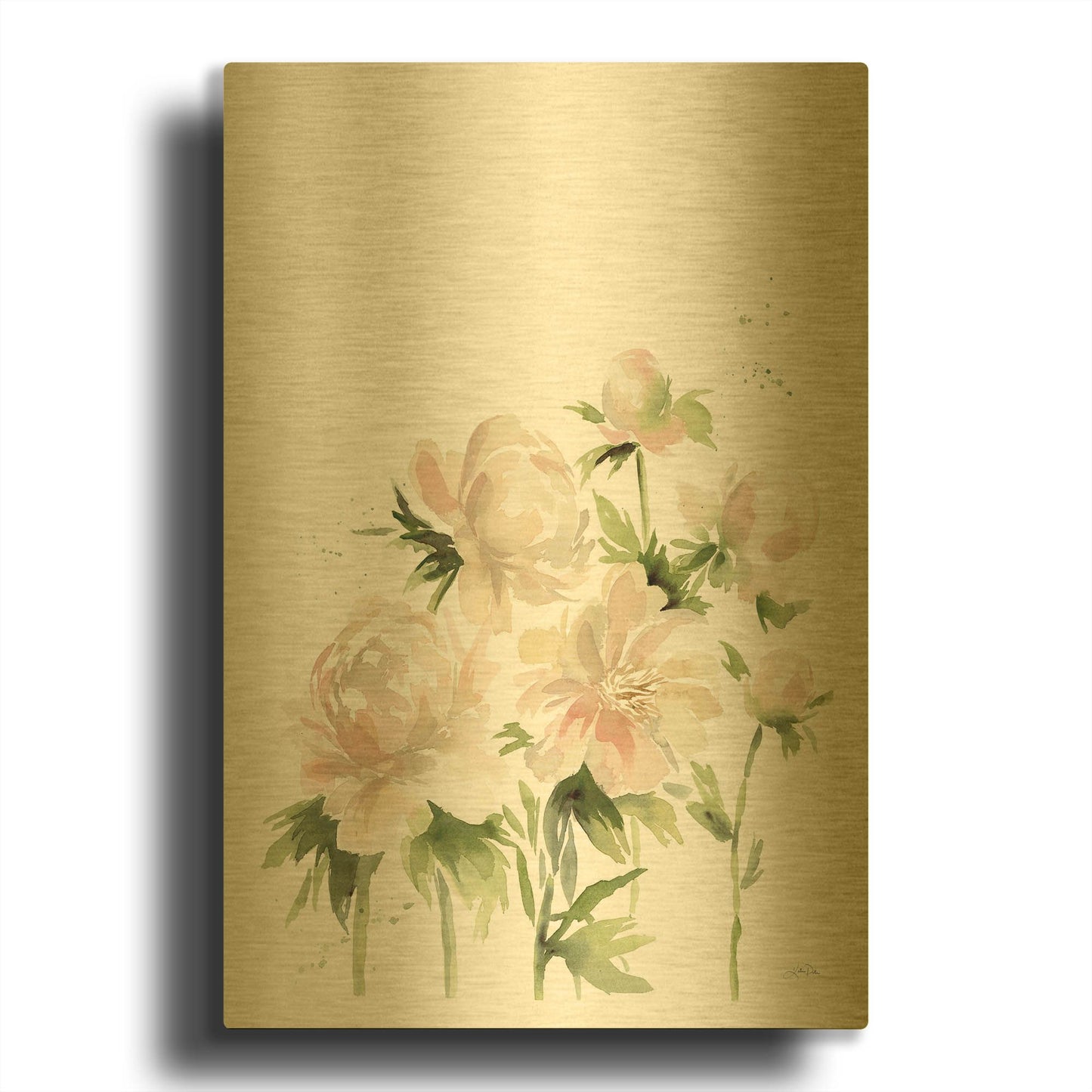 'Peonies I' By Katrina Pete Gold Metal Wall Art