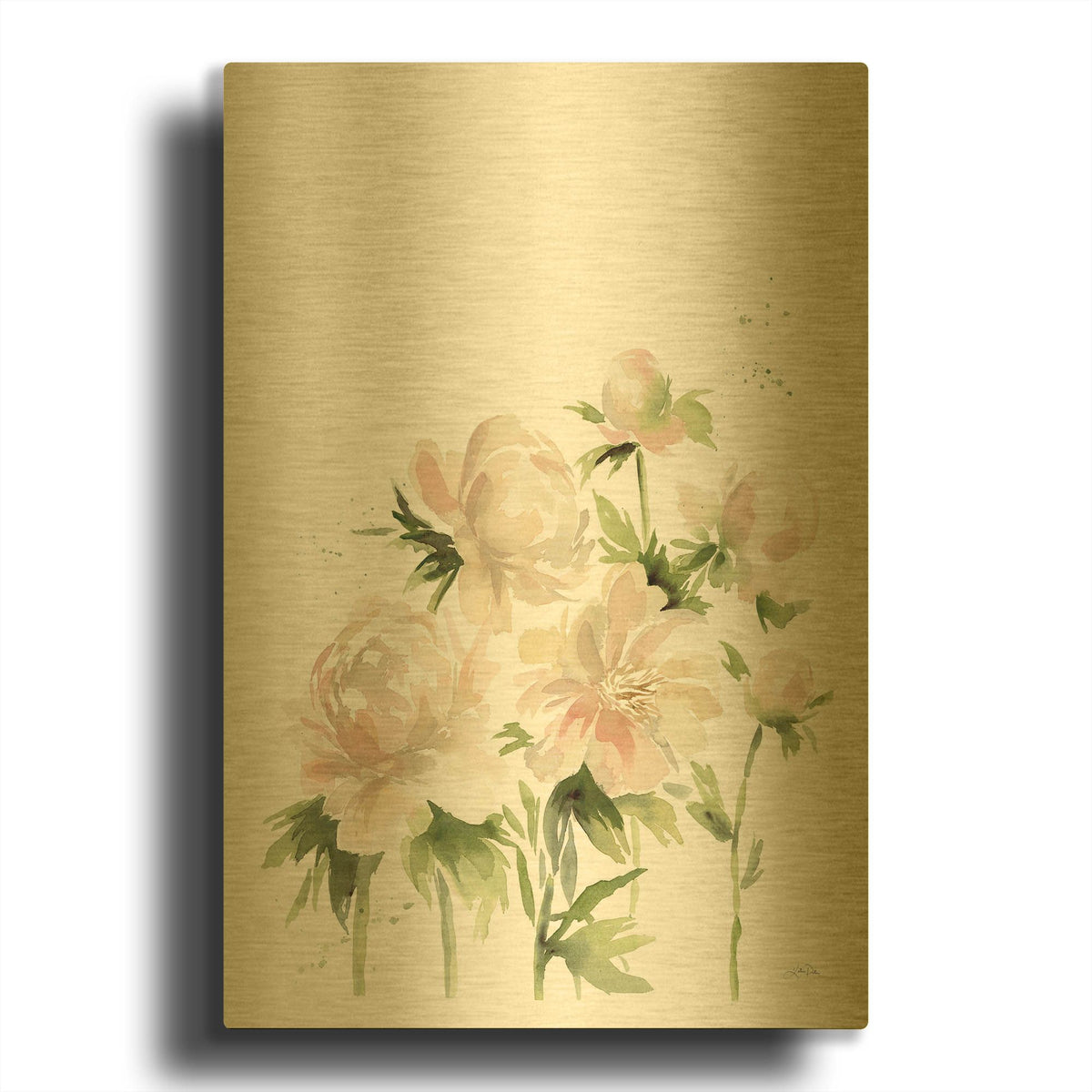 'Peonies I' By Katrina Pete Gold Metal Wall Art