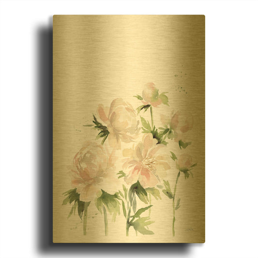 'Peonies I' By Katrina Pete Gold Metal Wall Art