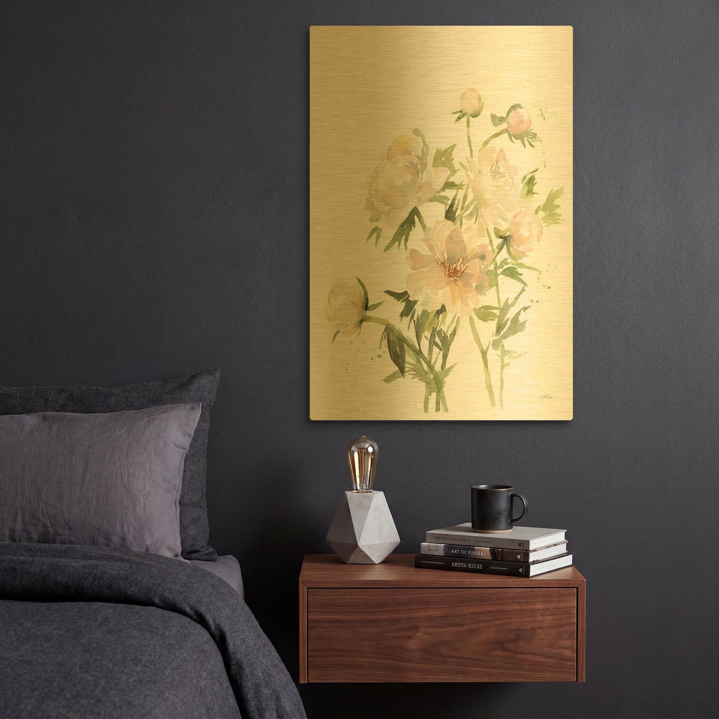 'Peonies II' By Katrina Pete Gold Metal Wall Art
