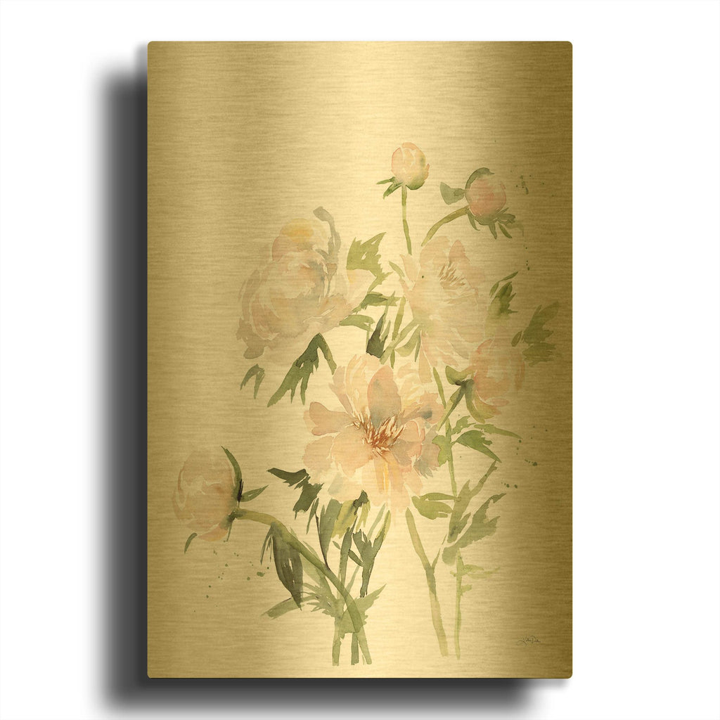 'Peonies II' By Katrina Pete Gold Metal Wall Art