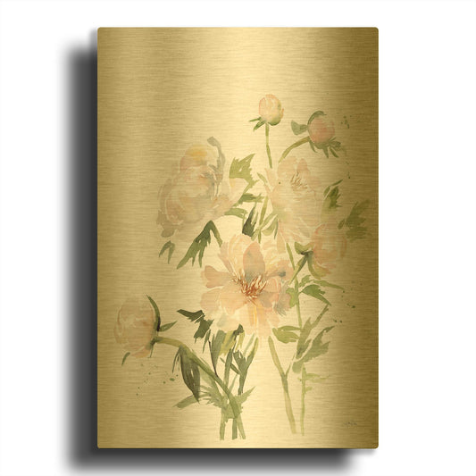 'Peonies II' By Katrina Pete Gold Metal Wall Art