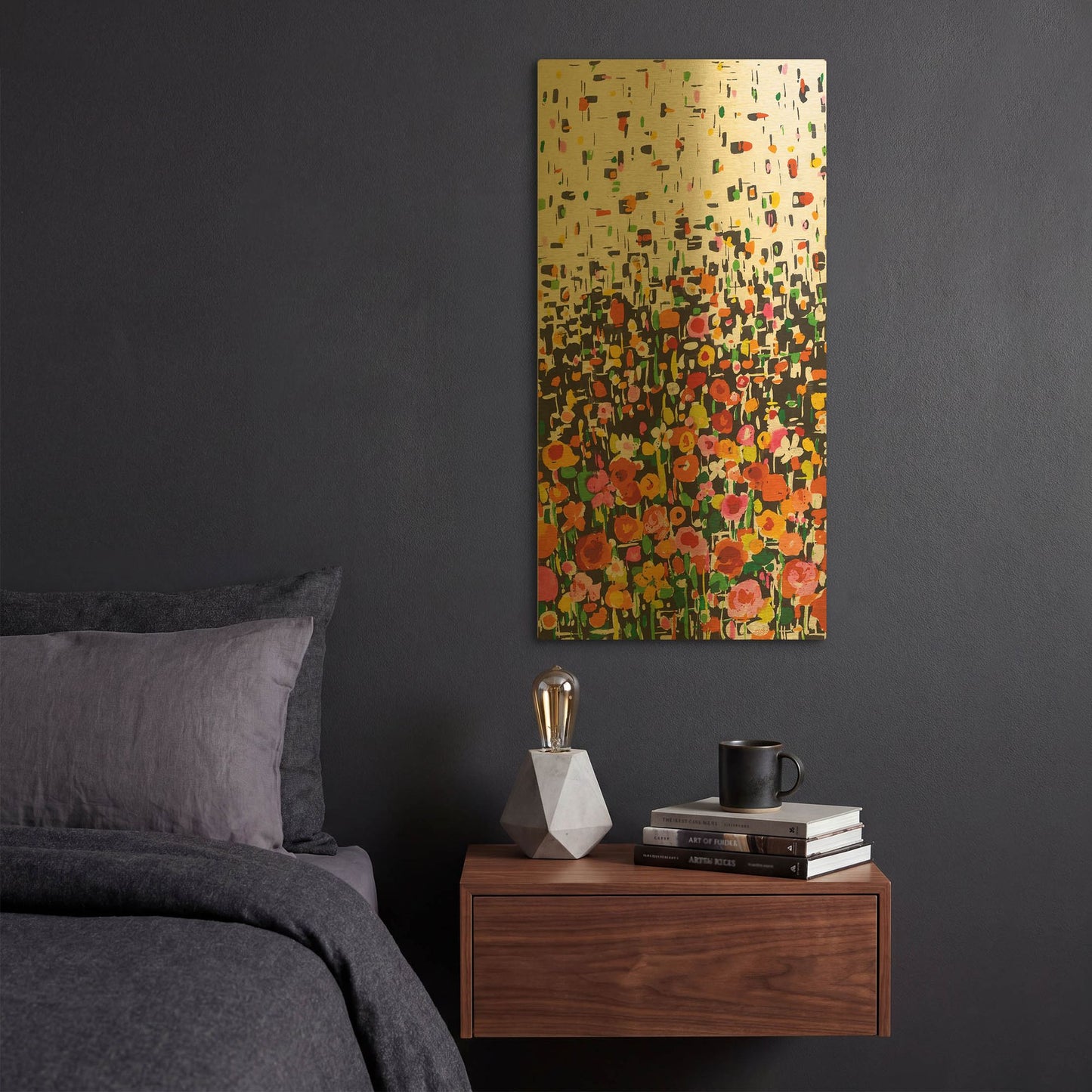 'Flower Shower' By Wild Apple Portfolio Gold Metal Wall Art