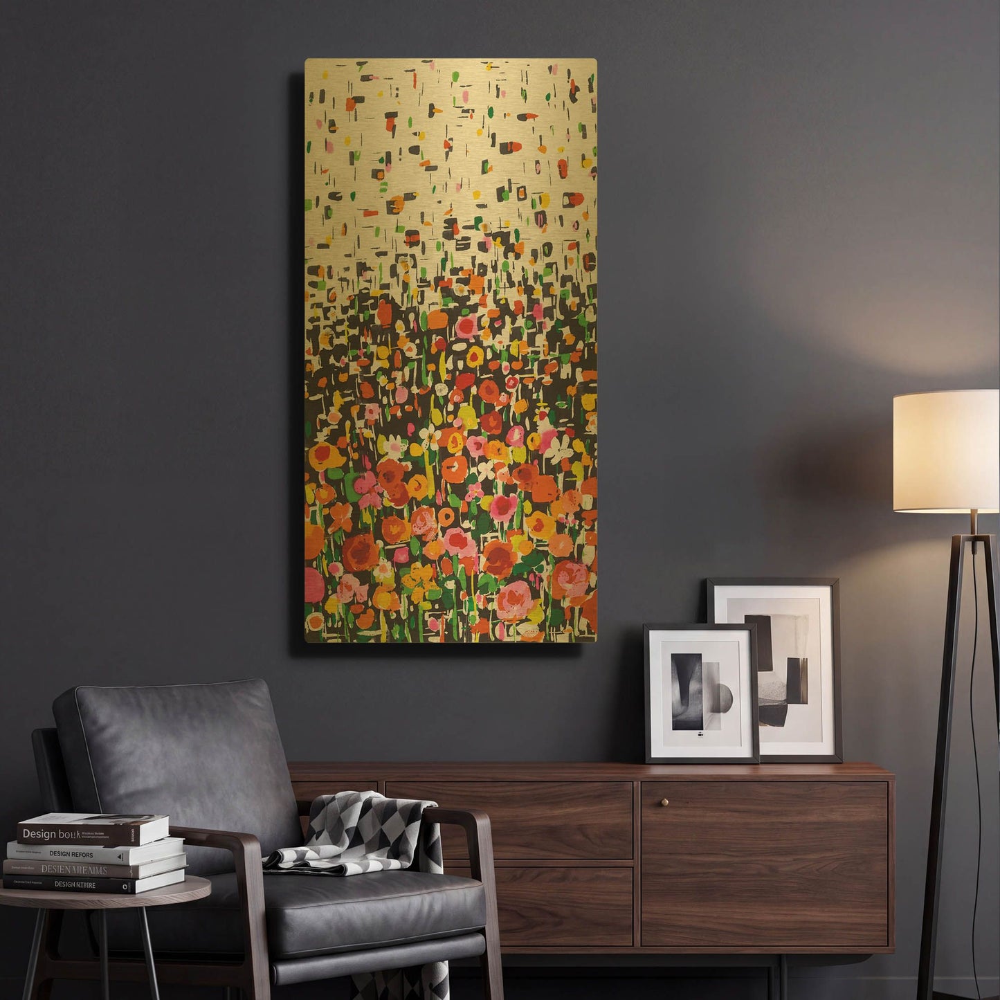 'Flower Shower' By Wild Apple Portfolio Gold Metal Wall Art