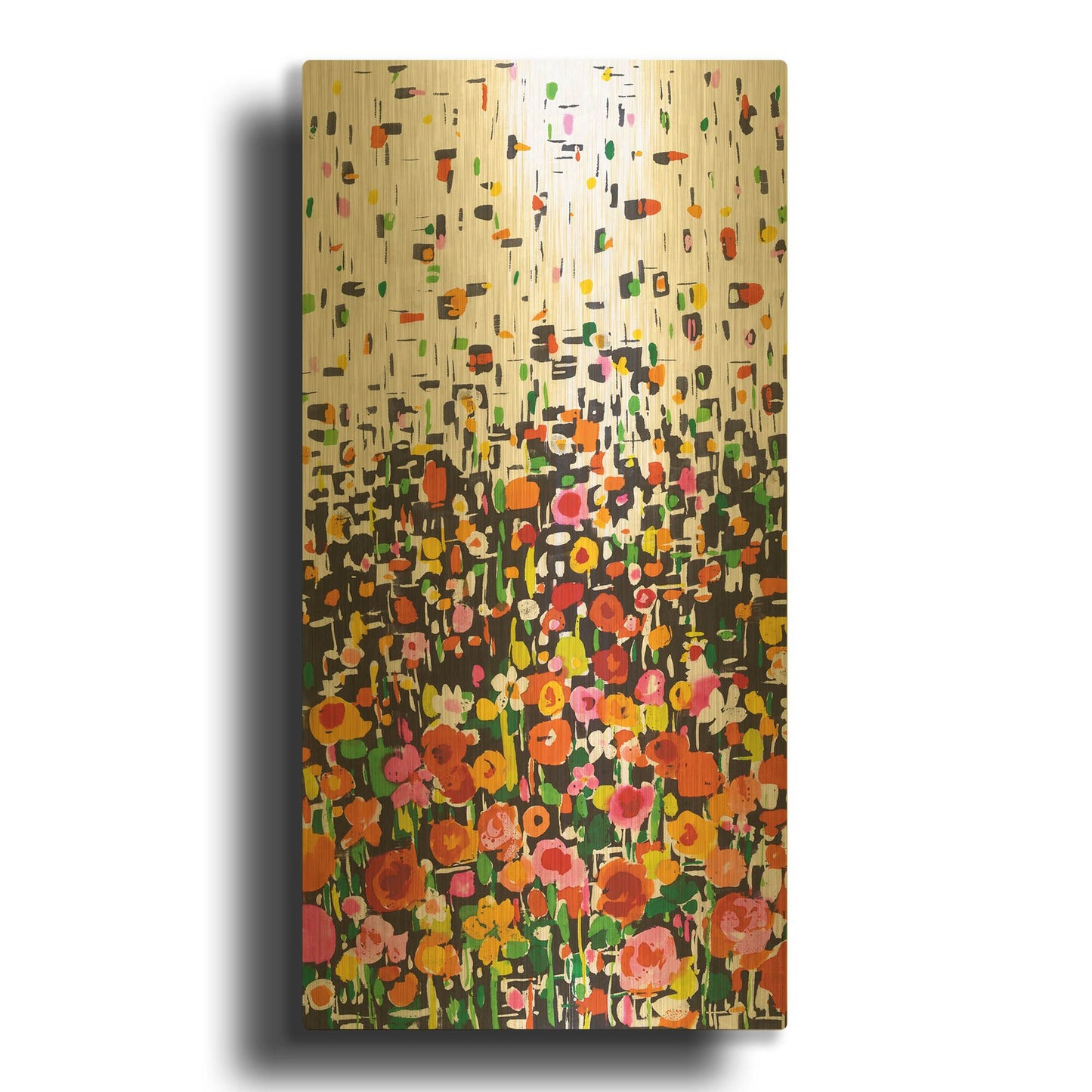 'Flower Shower' By Wild Apple Portfolio Gold Metal Wall Art