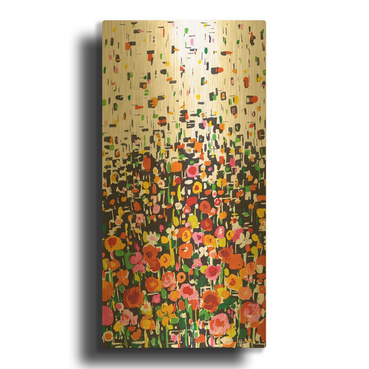 'Flower Shower' By Wild Apple Portfolio Gold Metal Wall Art