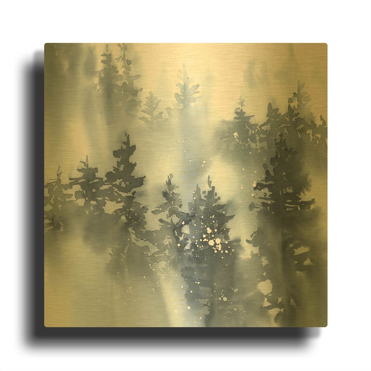 'Misty Forest I' By Katrina Pete Gold Metal Wall Art