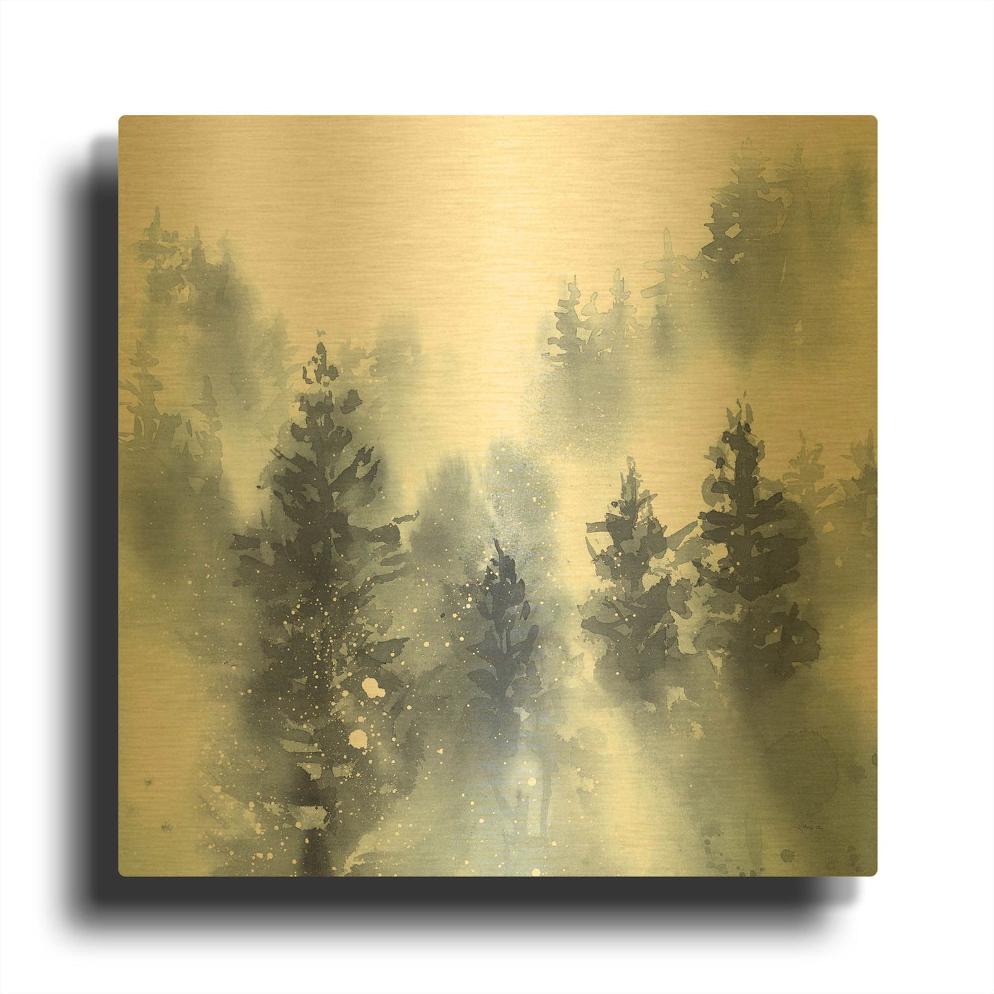 'Misty Forest II' By Katrina Pete Gold Metal Wall Art