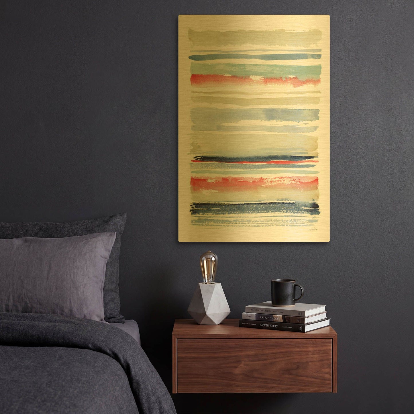 'Nautical Stripes' By Katrina Pete Gold Metal Wall Art