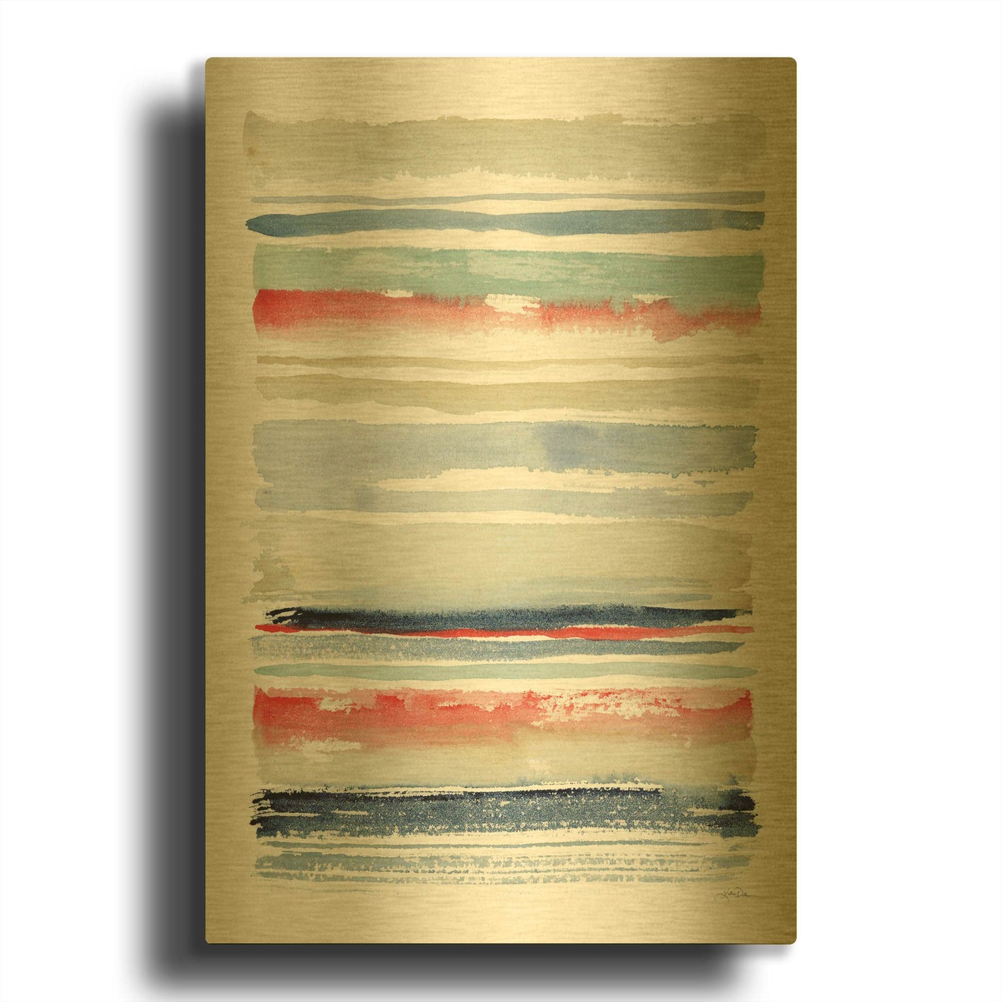 'Nautical Stripes' By Katrina Pete Gold Metal Wall Art