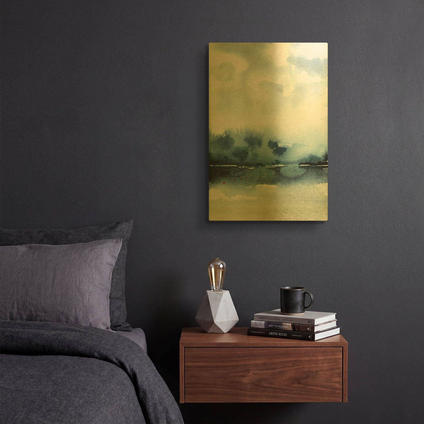 'Deep Blue Lake' By Katrina Pete Gold Metal Wall Art