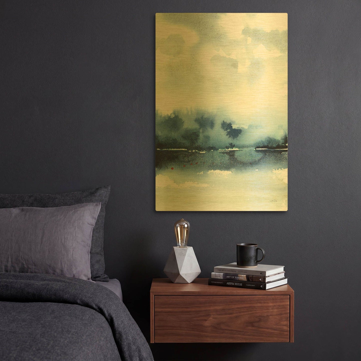 'Deep Blue Lake' By Katrina Pete Gold Metal Wall Art