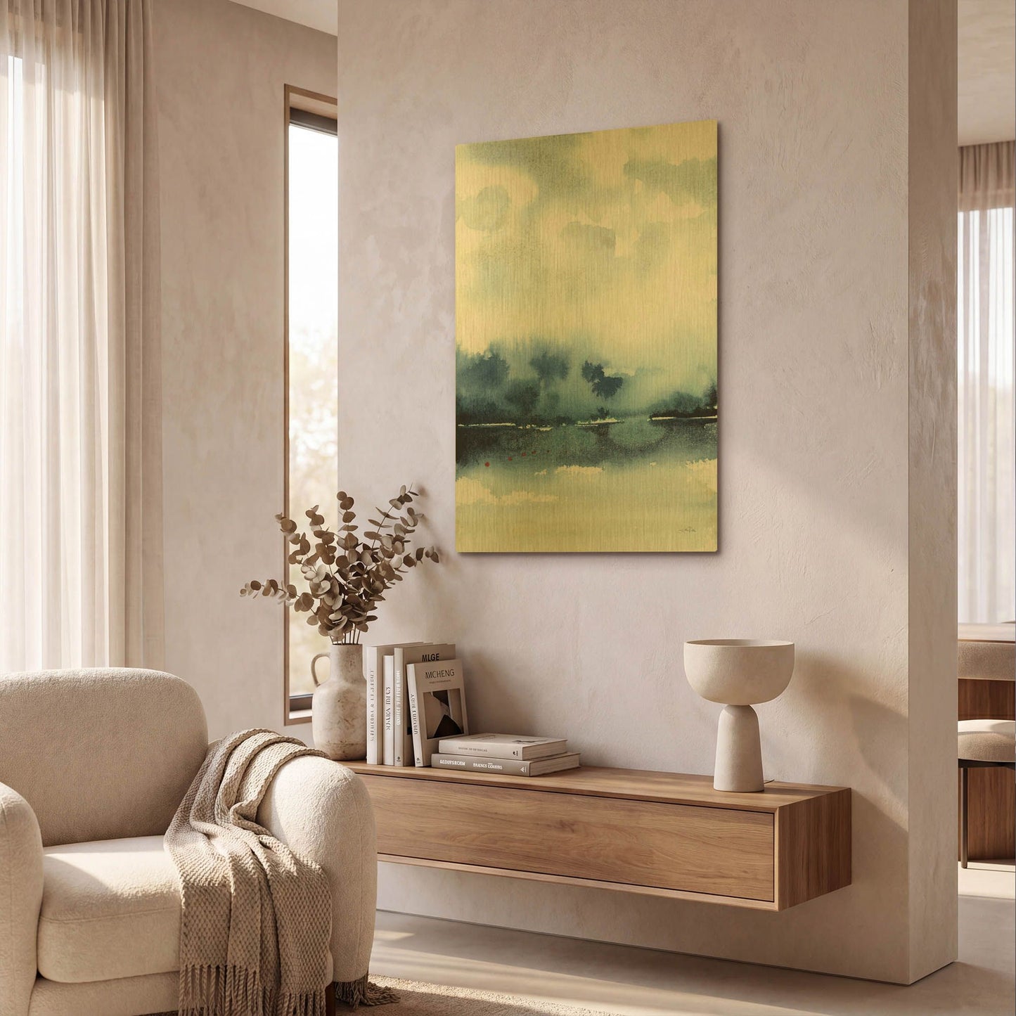 'Deep Blue Lake' By Katrina Pete Gold Metal Wall Art