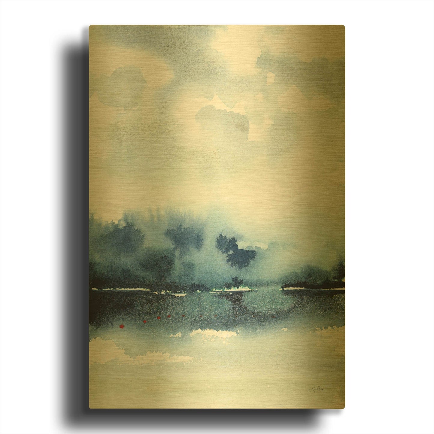 'Deep Blue Lake' By Katrina Pete Gold Metal Wall Art