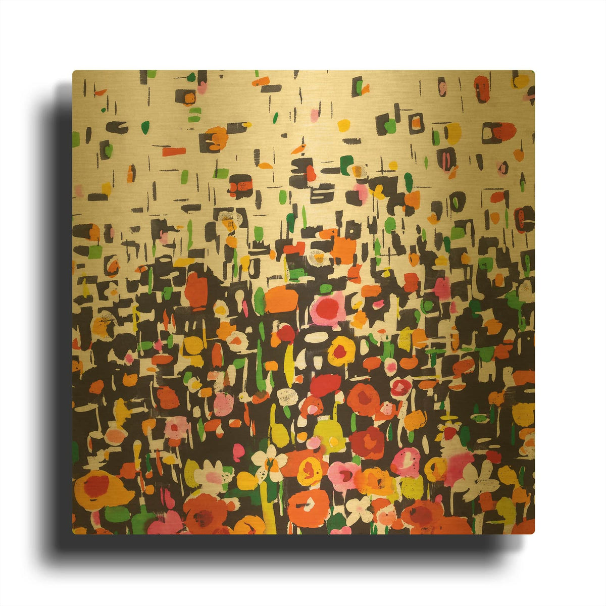 'Flower Shower Crop' By Wild Apple Portfolio Gold Metal Wall Art