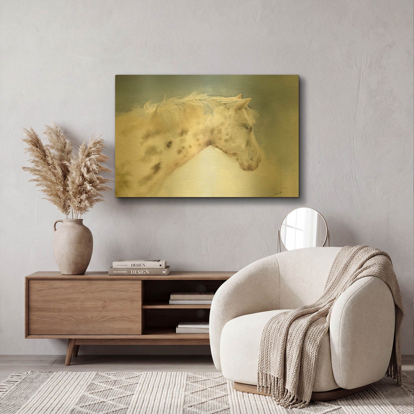 'Dapple Gray Horse' By Katrina Pete Gold Metal Wall Art