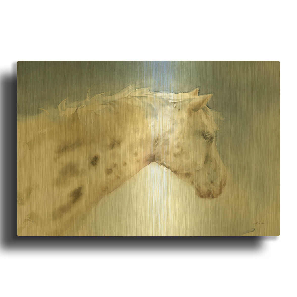 'Dapple Gray Horse' By Katrina Pete Gold Metal Wall Art