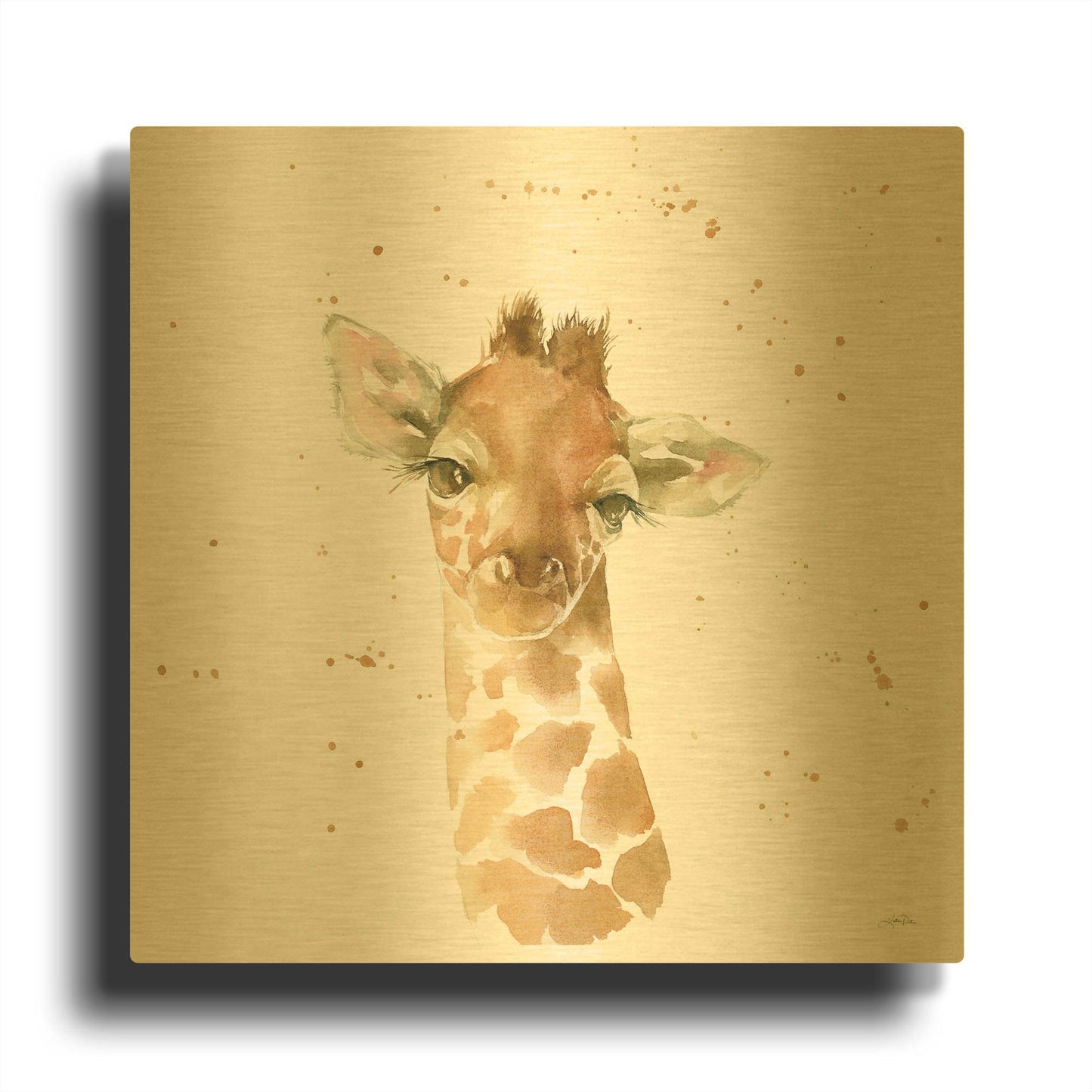 'Baby Giraffe' By Katrina Pete Gold Metal Wall Art