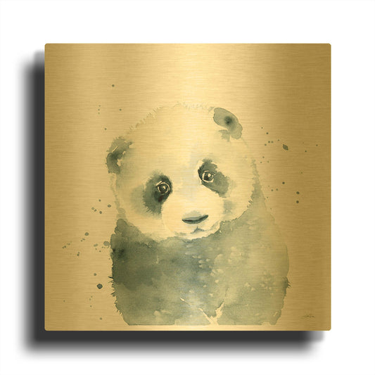 'Panda Cub' By Katrina Pete Gold Metal Wall Art
