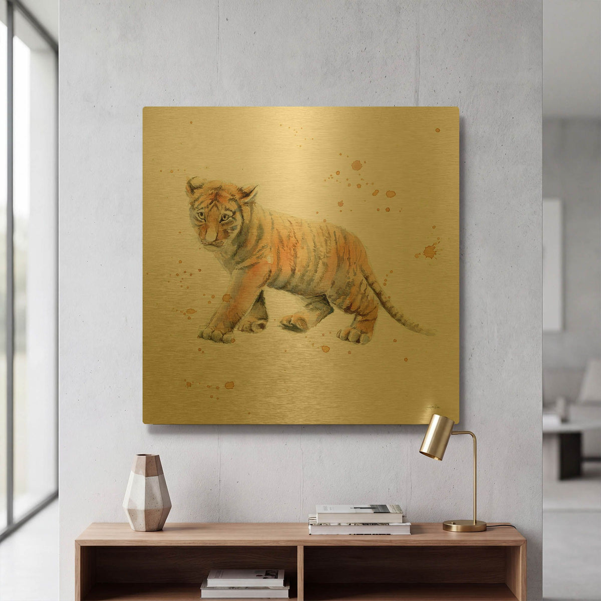 'Tiger Cub' By Katrina Pete Gold Metal Wall Art