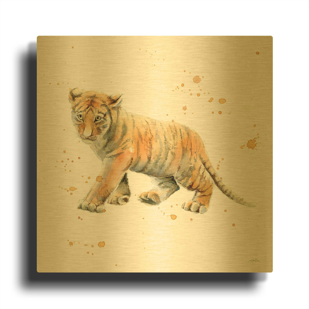 'Tiger Cub' By Katrina Pete Gold Metal Wall Art
