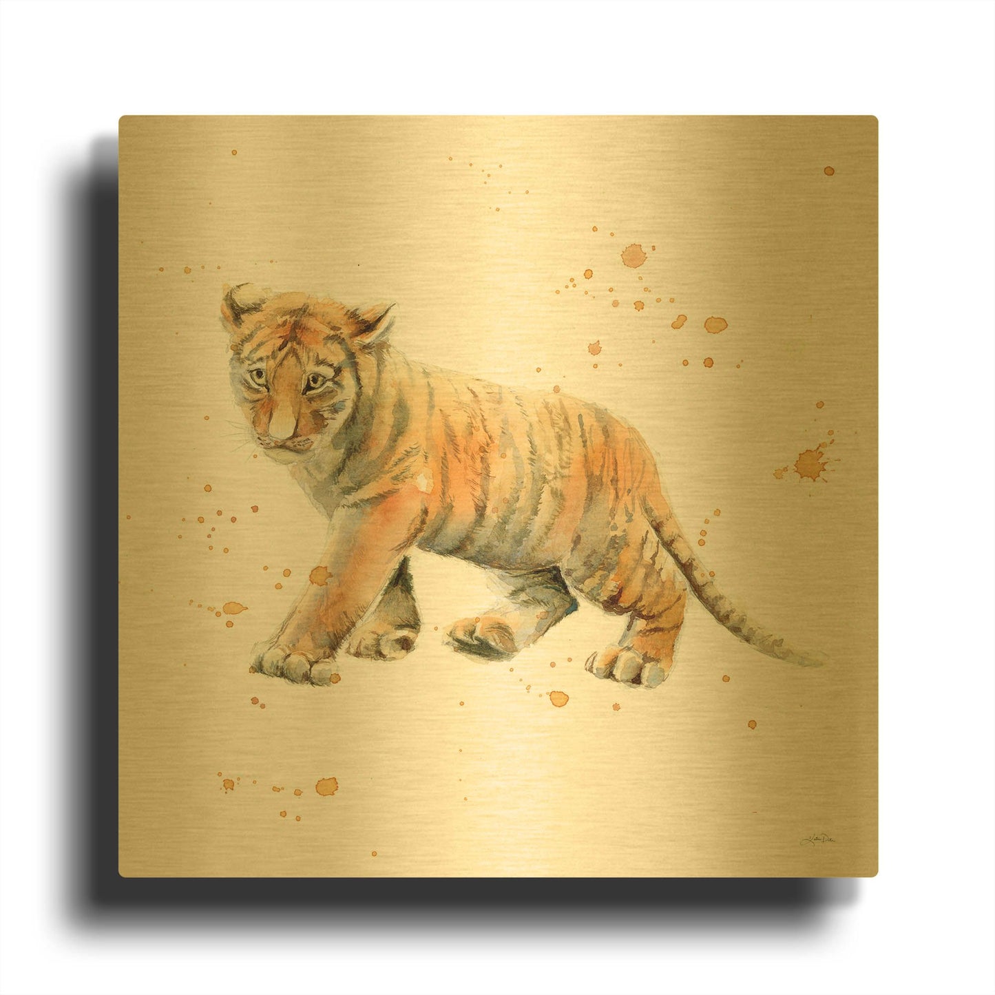 'Tiger Cub' By Katrina Pete Gold Metal Wall Art