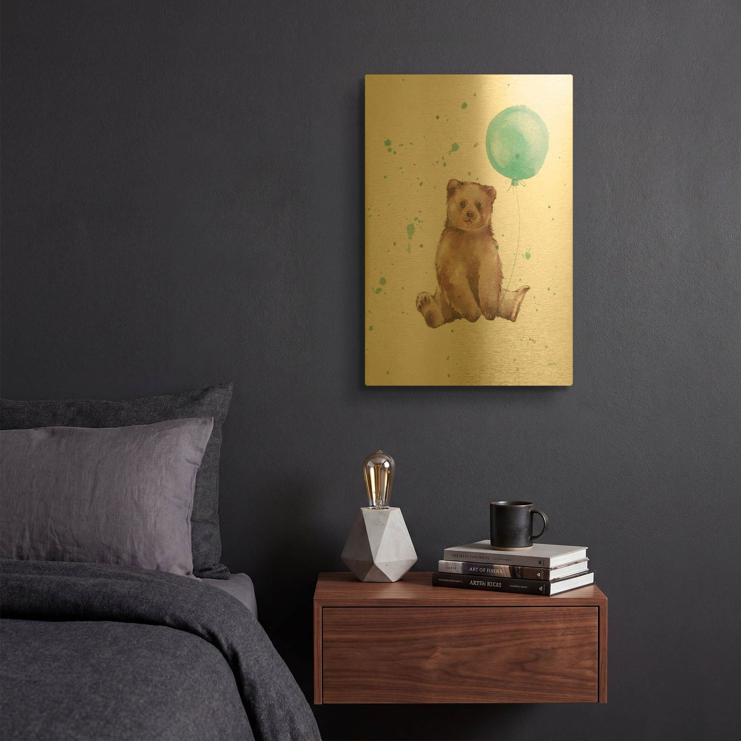 'Festive Bear' By Katrina Pete Gold Metal Wall Art