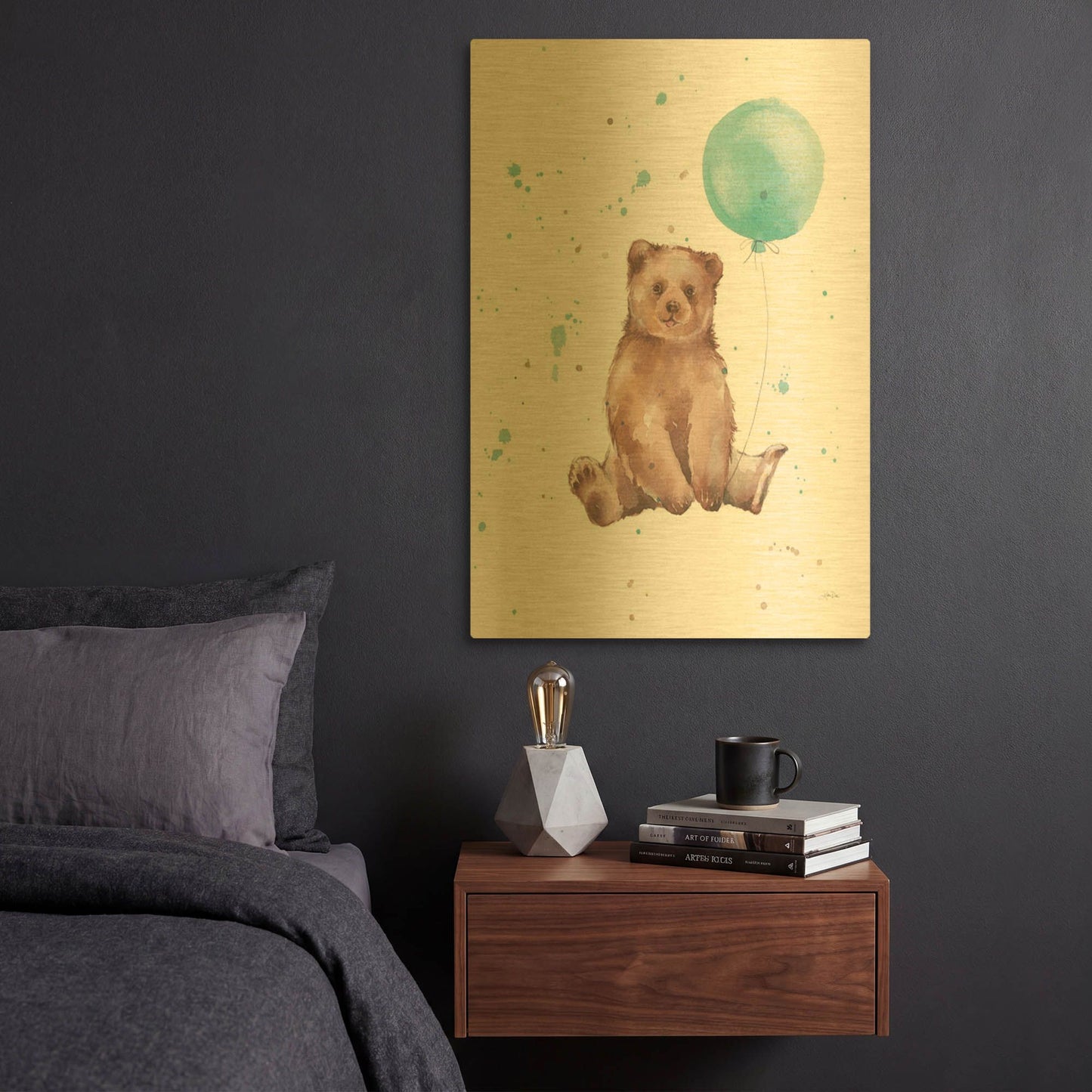 'Festive Bear' By Katrina Pete Gold Metal Wall Art