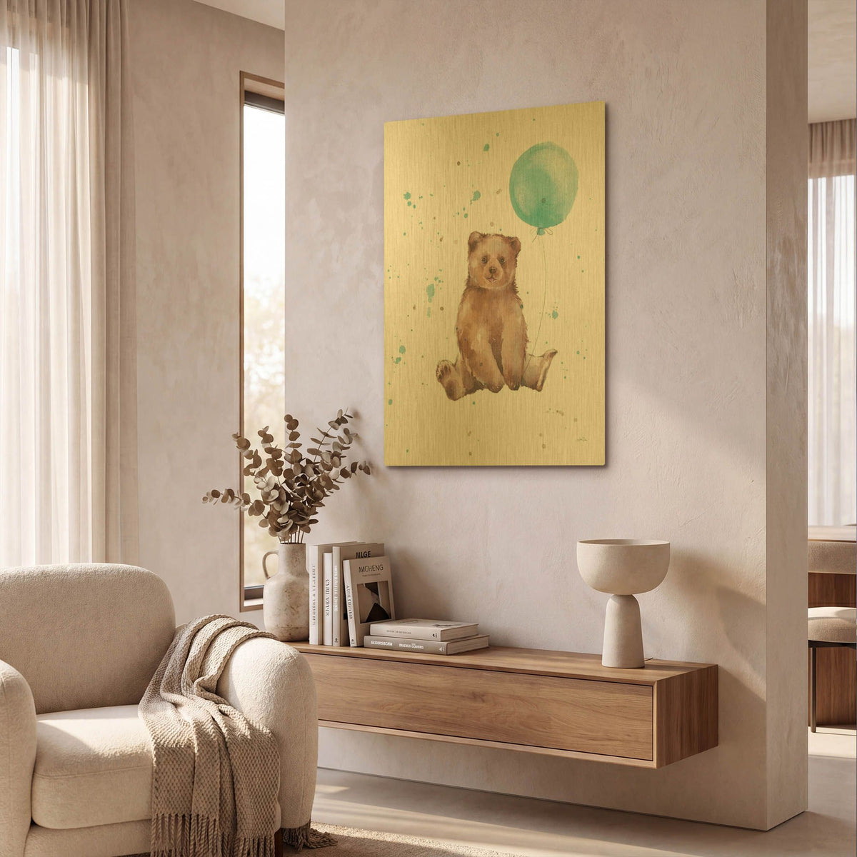 'Festive Bear' By Katrina Pete Gold Metal Wall Art