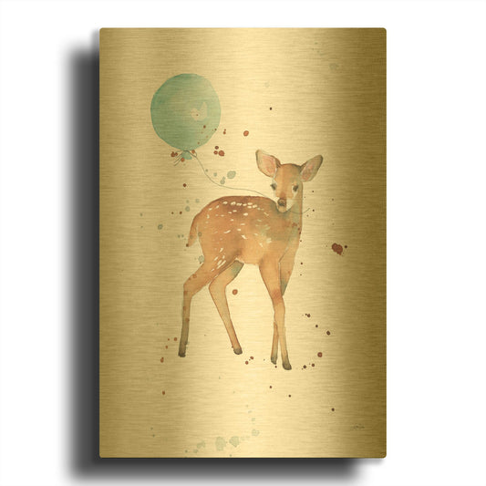 'Festive Fawn' By Katrina Pete Gold Metal Wall Art