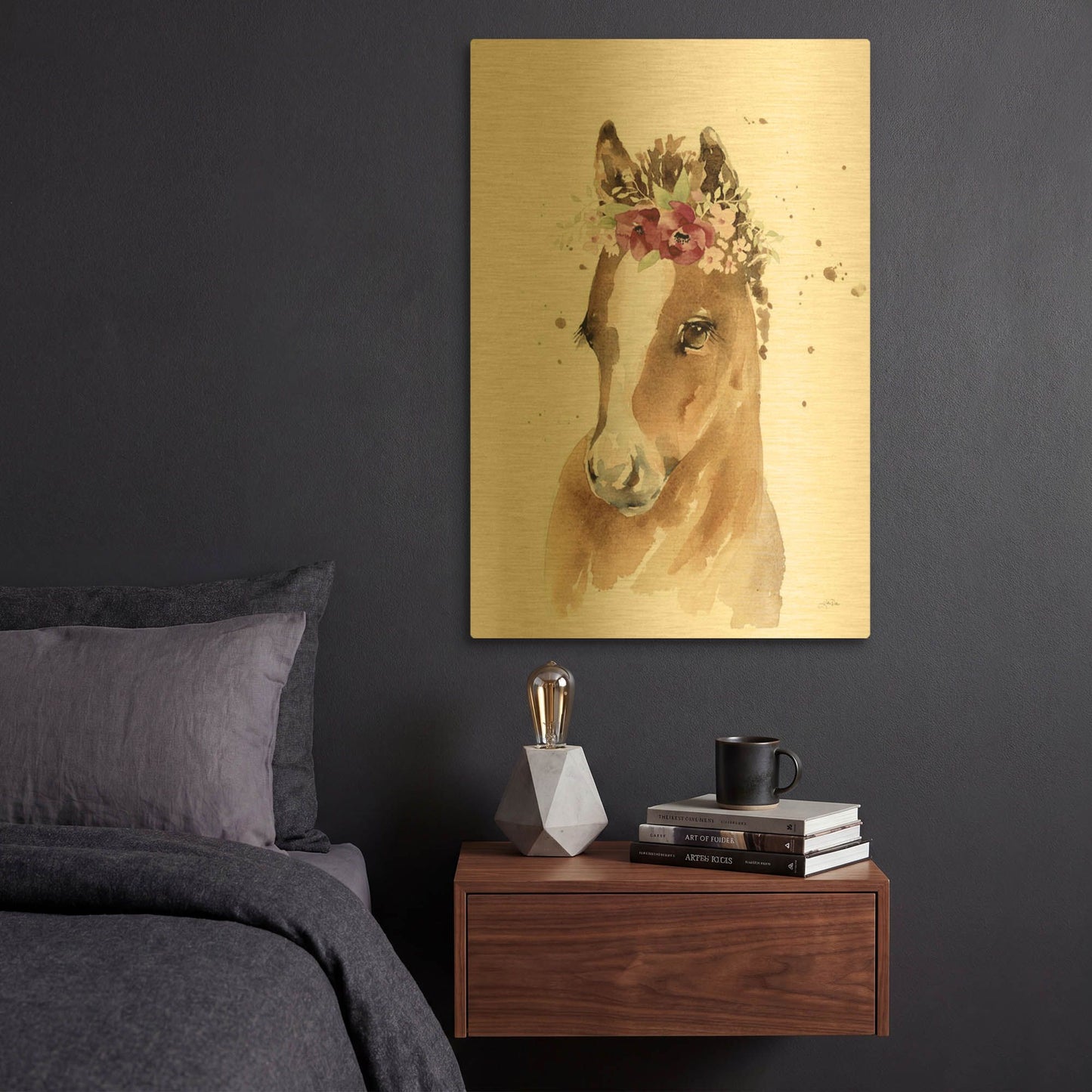 'Floral Pony' By Katrina Pete Gold Metal Wall Art