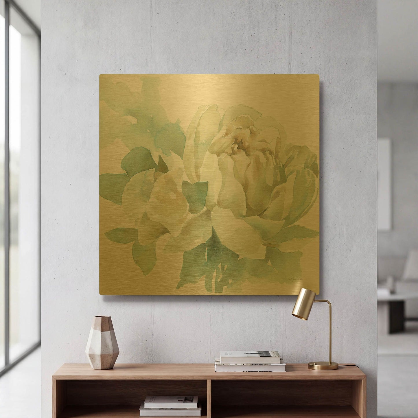'Poetic Blooming I' By Katrina Pete Gold Metal Wall Art