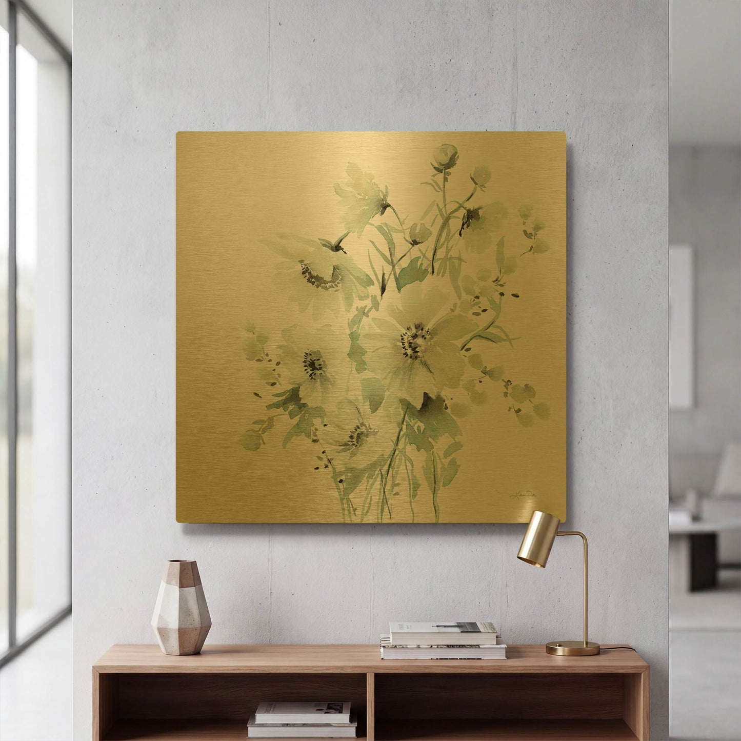 'Secret Garden Bouquet I' By Katrina Pete Gold Metal Wall Art