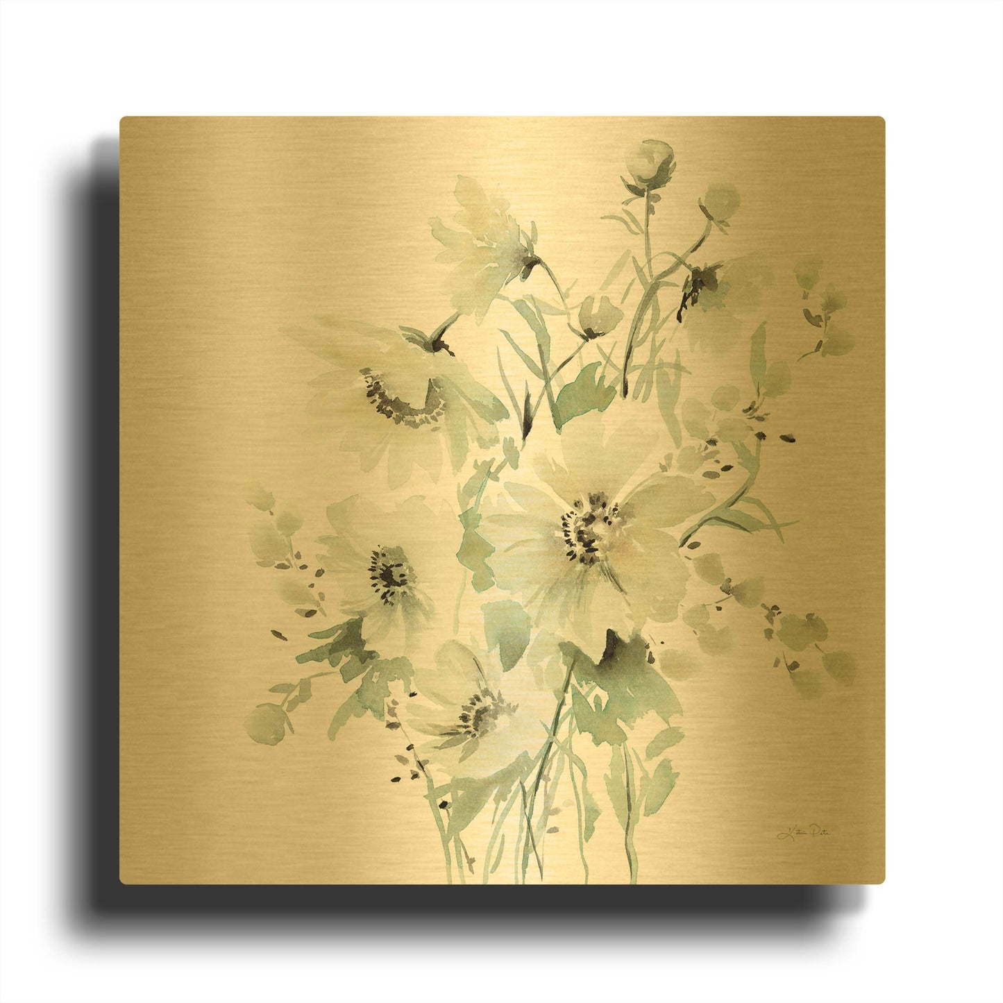 'Secret Garden Bouquet I' By Katrina Pete Gold Metal Wall Art