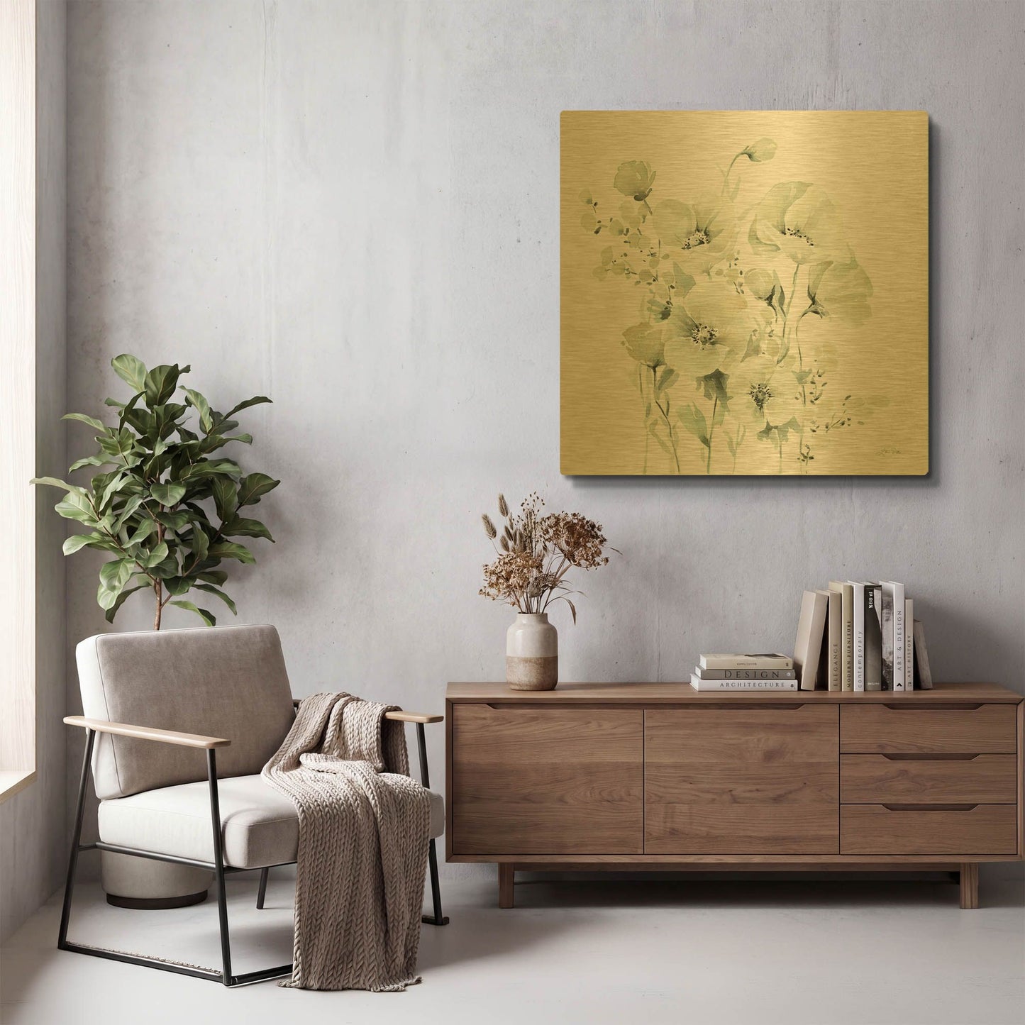 'Secret Garden Bouquet II' By Katrina Pete Gold Metal Wall Art