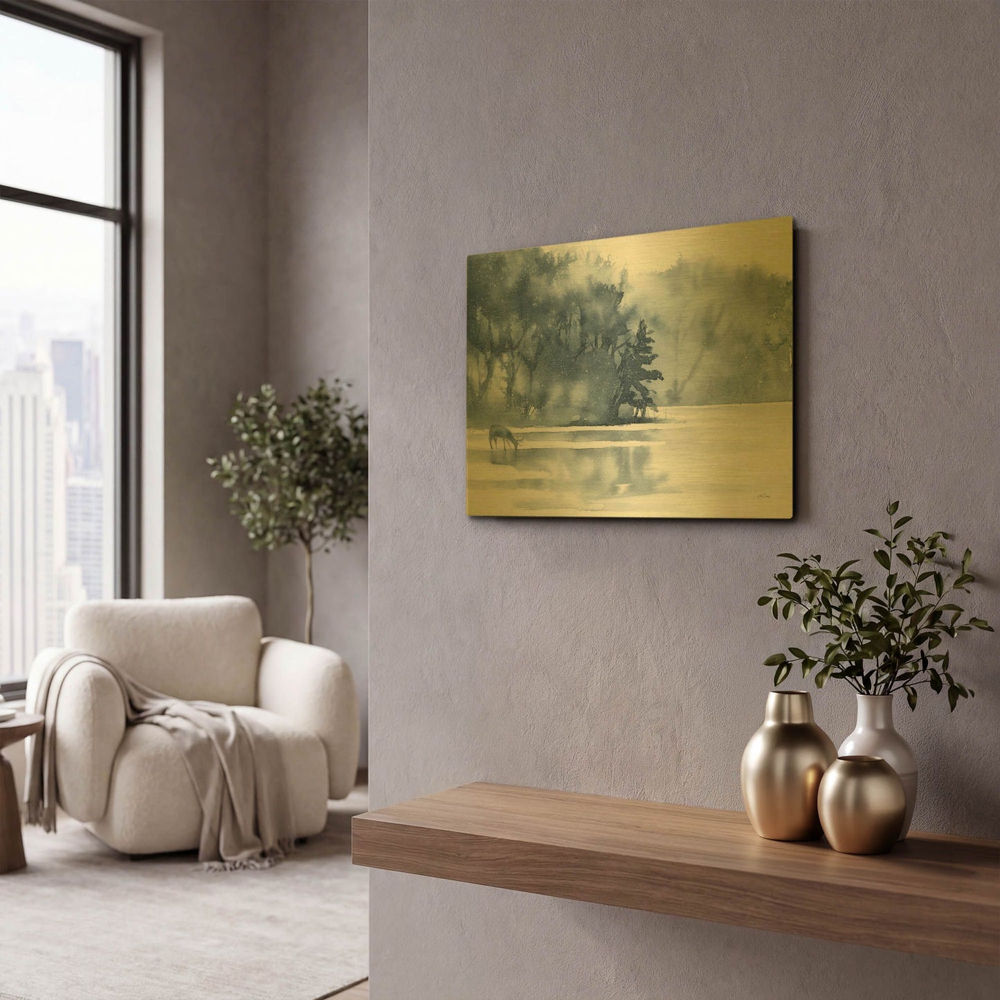 'Winter Lake' By Katrina Pete Gold Metal Wall Art