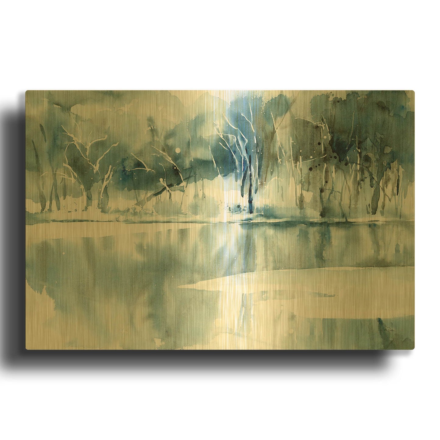 'Blue Reflections' By Katrina Pete Gold Metal Wall Art