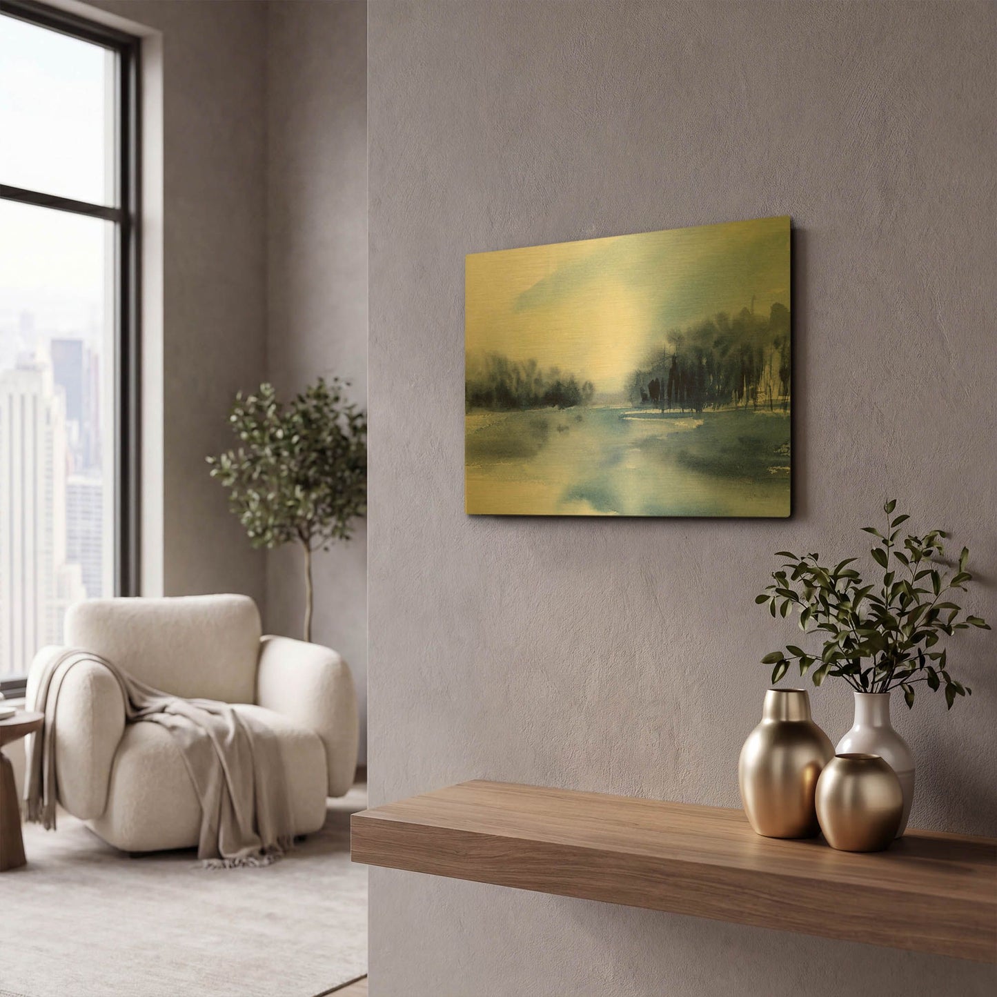 'Winter River' By Katrina Pete Gold Metal Wall Art