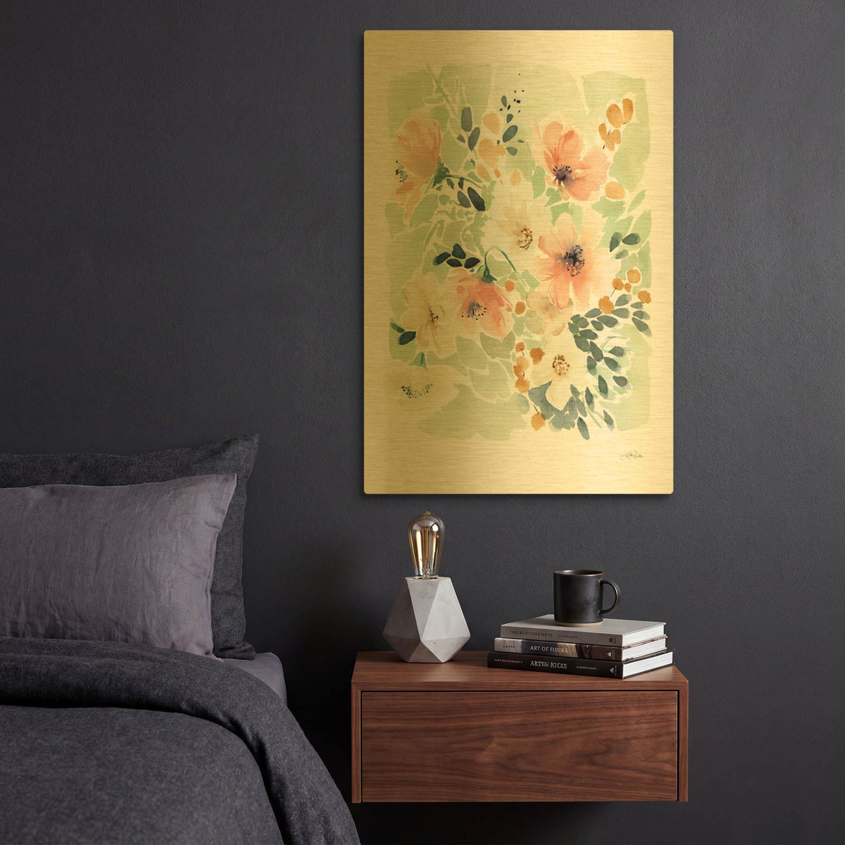 'Spring Florals' By Katrina Pete Gold Metal Wall Art