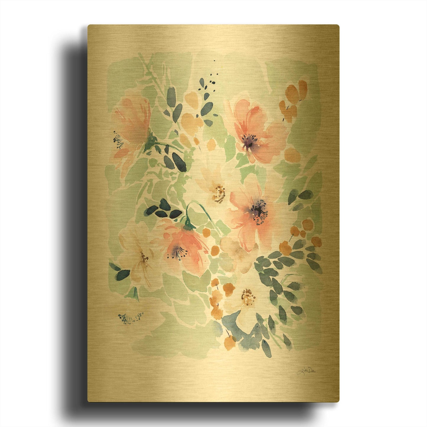 'Spring Florals' By Katrina Pete Gold Metal Wall Art