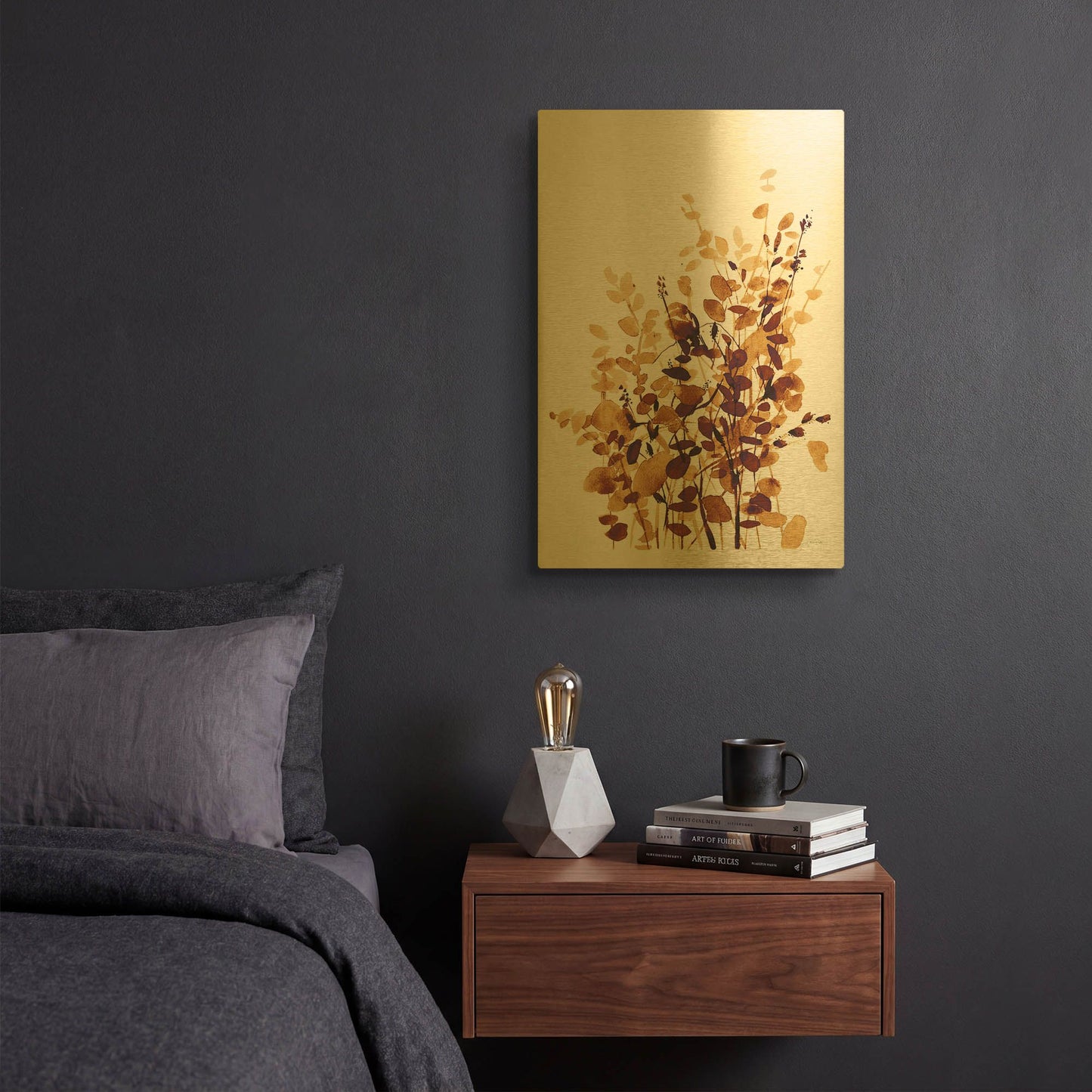 'Brown Botanicals' By Katrina Pete Gold Metal Wall Art