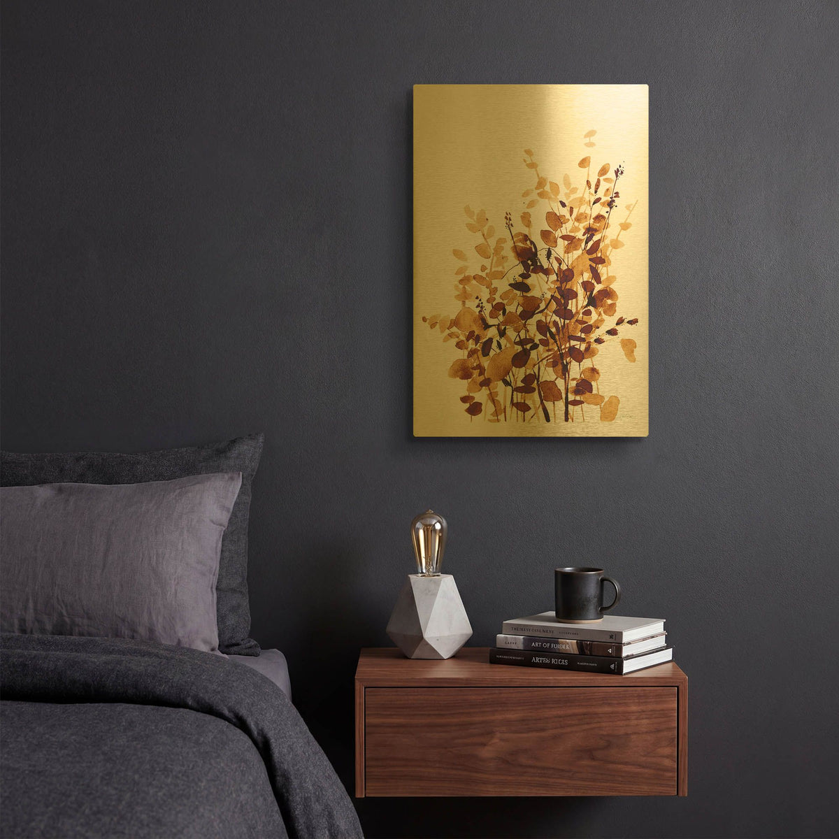 'Brown Botanicals' By Katrina Pete Gold Metal Wall Art