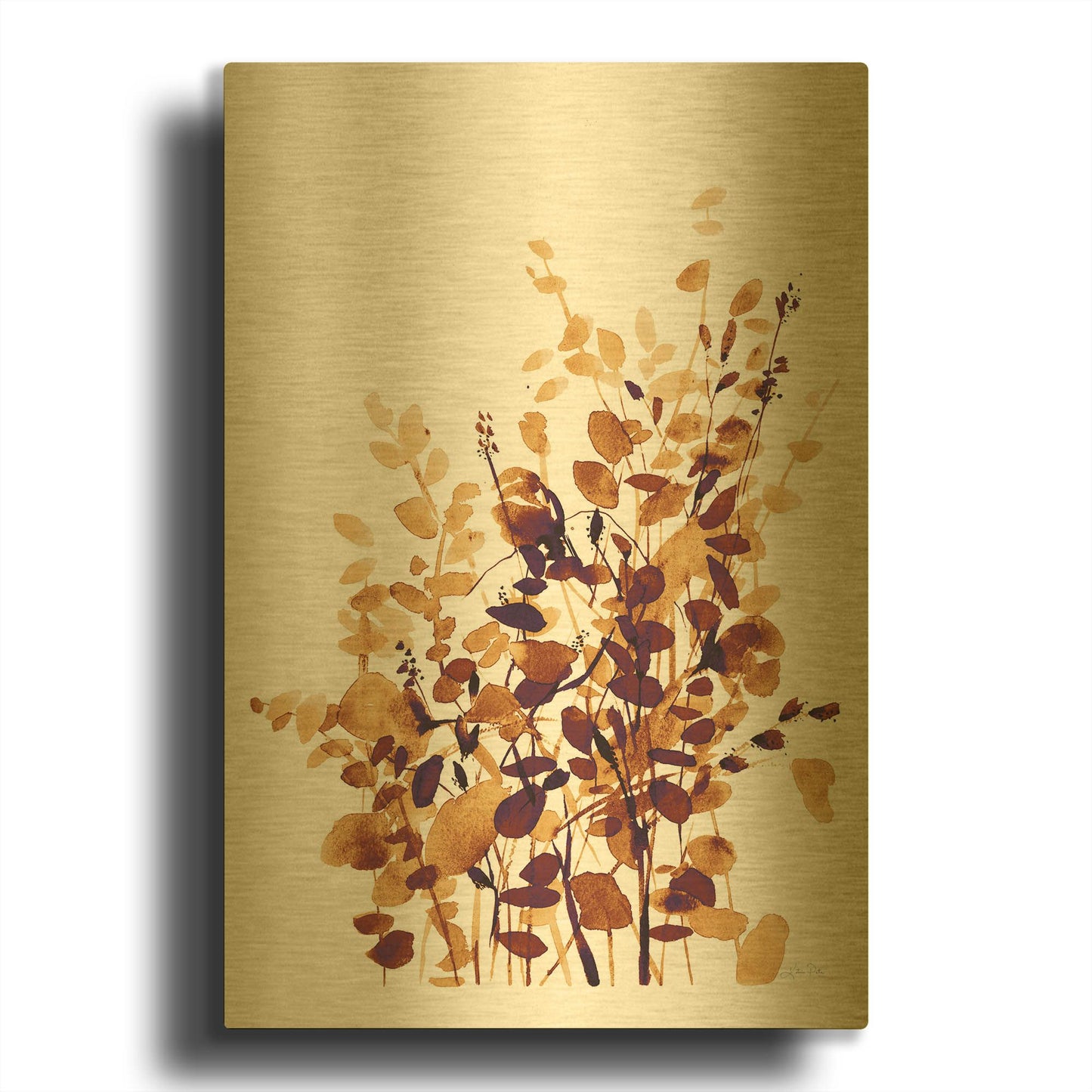 'Brown Botanicals' By Katrina Pete Gold Metal Wall Art