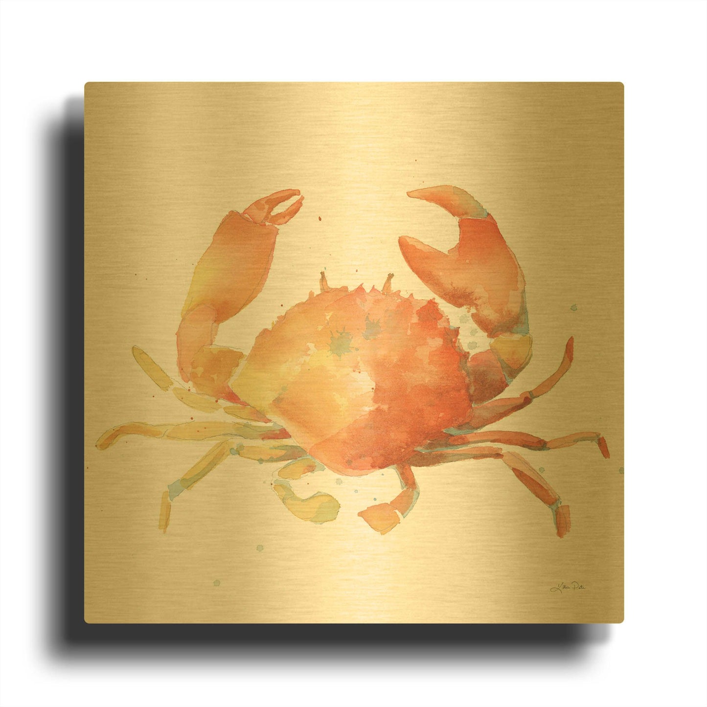 'Summertime Crab' By Katrina Pete Gold Metal Wall Art