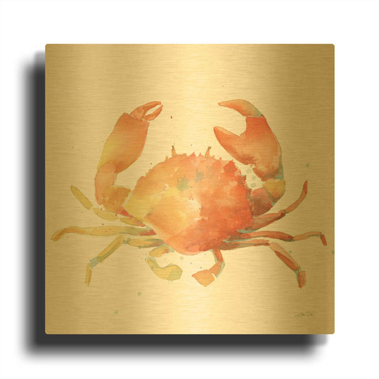 'Summertime Crab' By Katrina Pete Gold Metal Wall Art