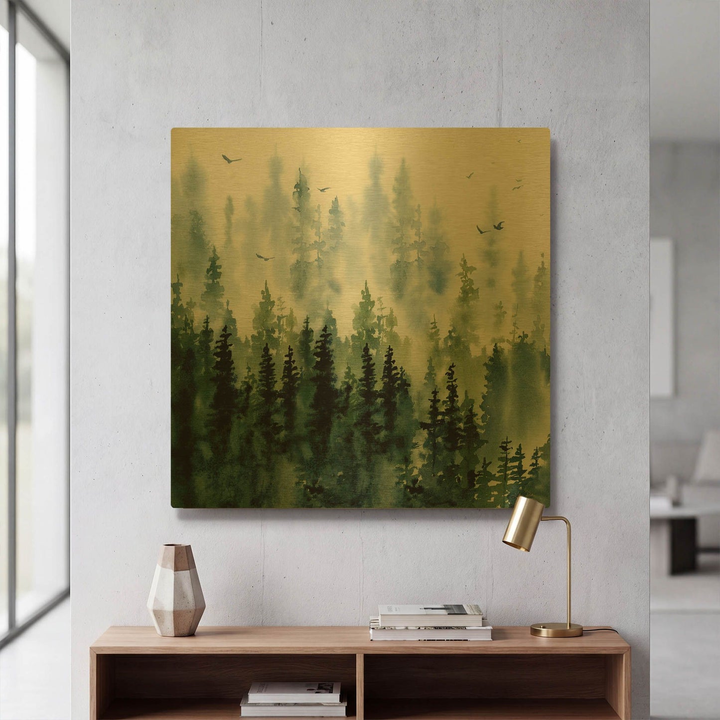 'Evening Treeline Sq' By Katrina Pete Gold Metal Wall Art
